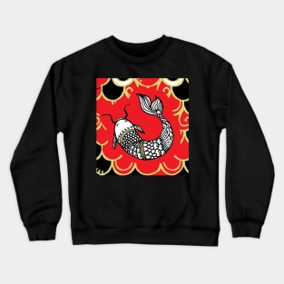 Persevere /Red-Black  Chinoiserie Carp / Koi Fish Crewneck Sweatshirt